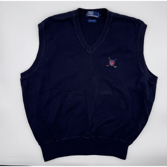 Ralph Lauren Vintage Polo Golf Vest Navy Extra Large - Picture 2 of 4